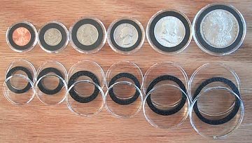 White Ring 21mm Air-tite Coin 1 Airtite Coin Holder Storage Container & 15 